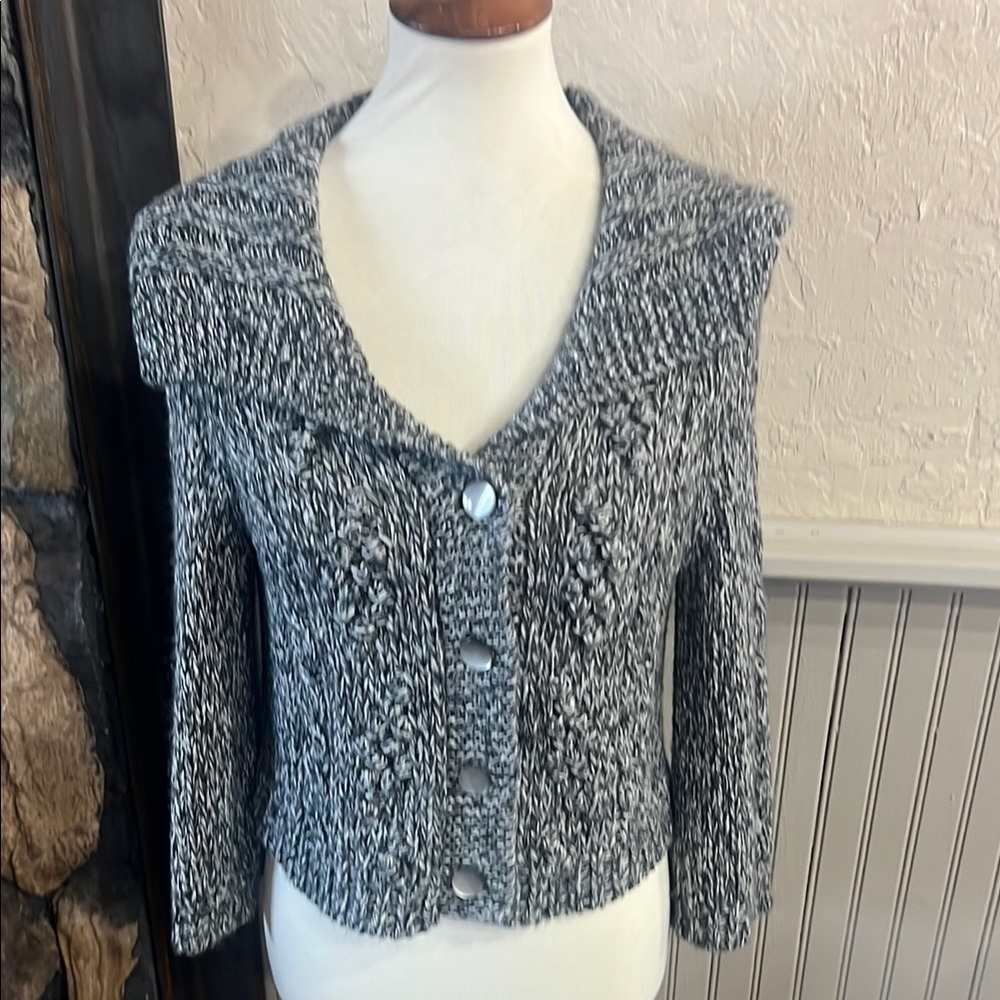 Express Gray Cropped Cardigan Sweater